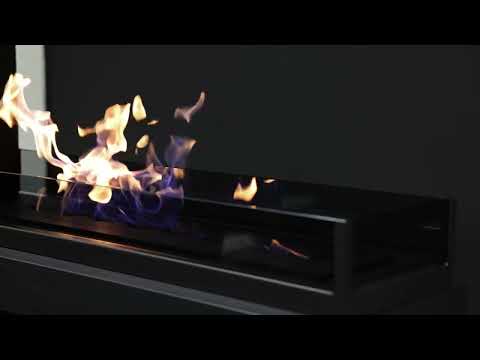 Dreiseitiger Bioethanol Einbau Kamin Ofen U-Form Raumteiler von Wild Flame Modell "SAINT" - Video der Flammen